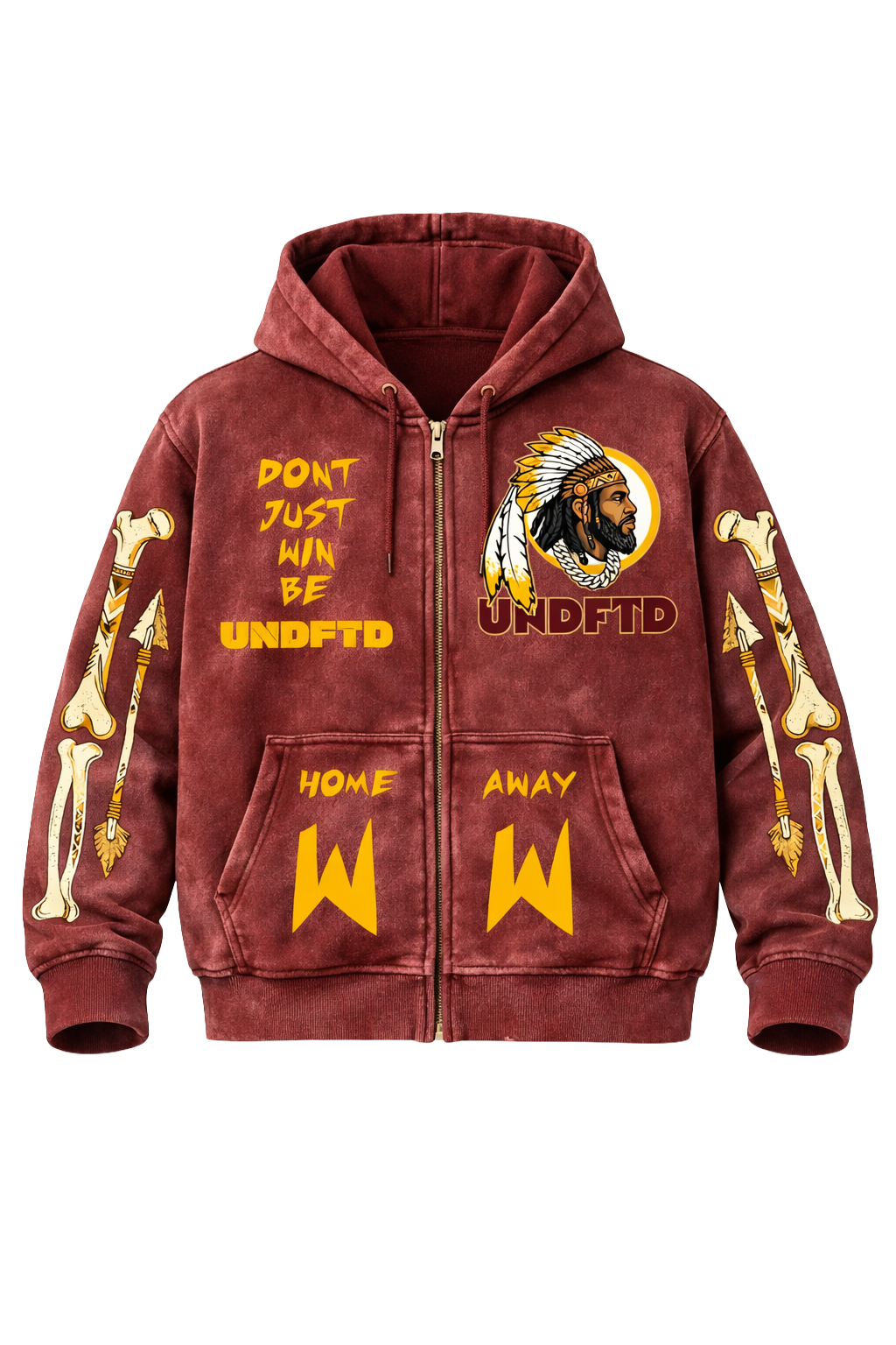 CRUDE-SKIN HOODIE (REDISH MOROON)