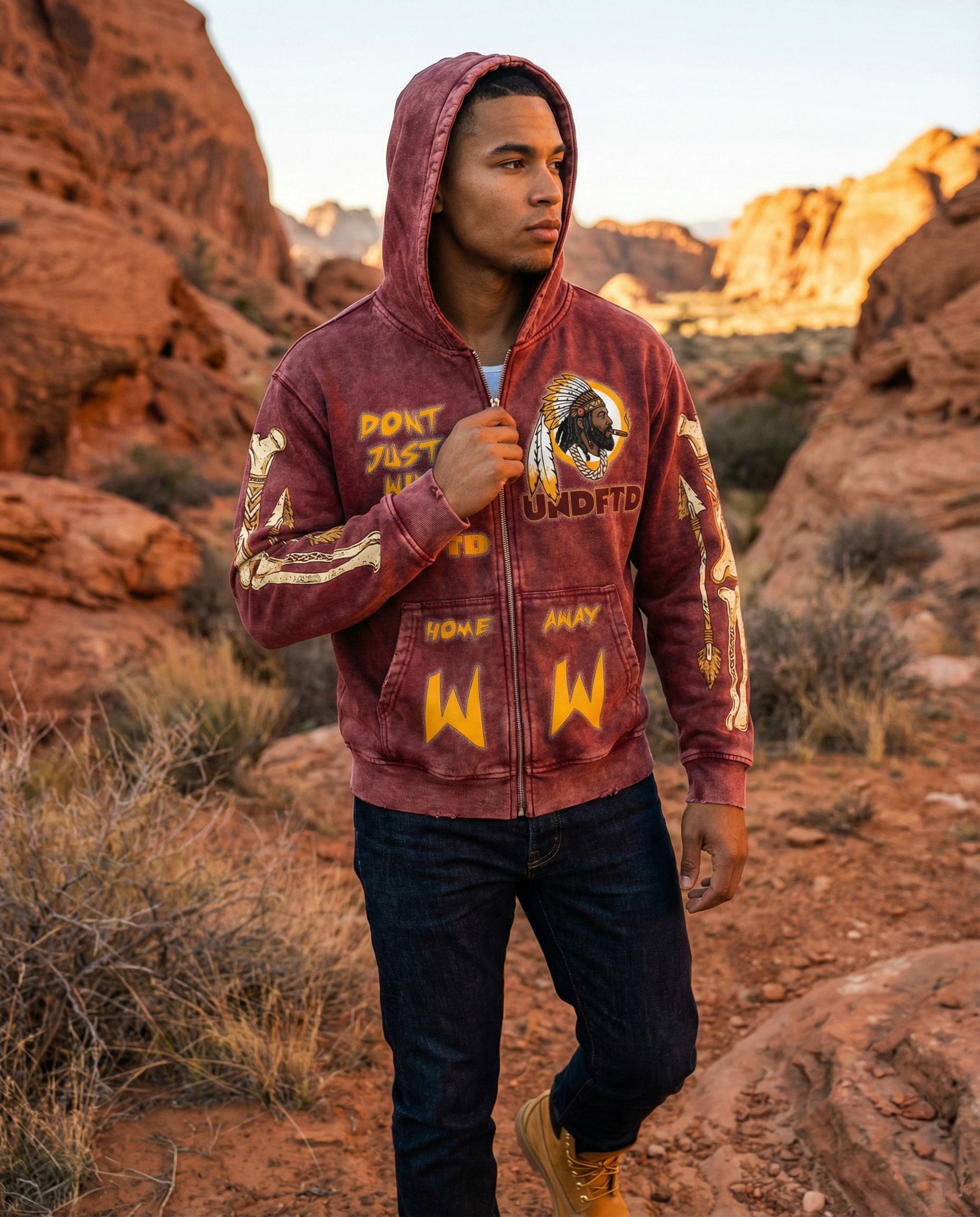 CRUDE-SKIN HOODIE (REDISH MOROON)