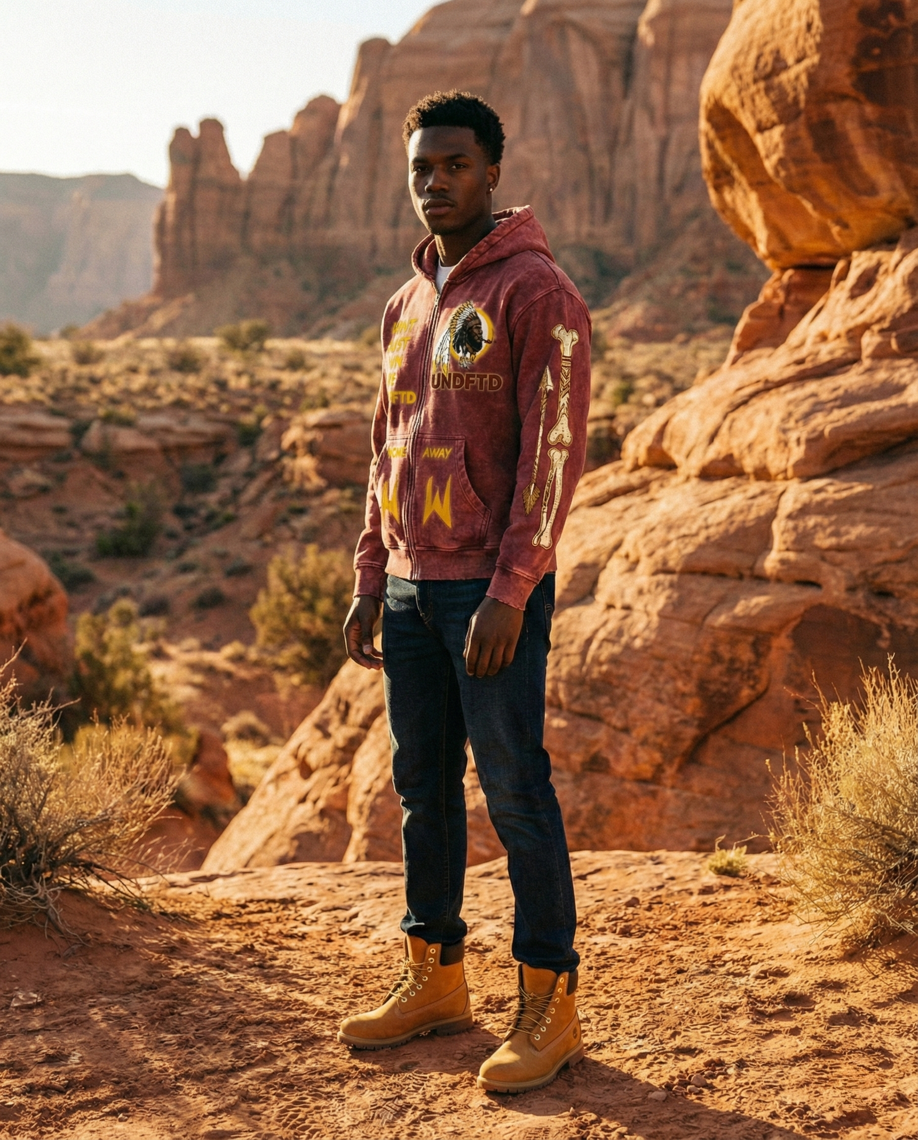 CRUDE-SKIN HOODIE (REDISH MOROON)